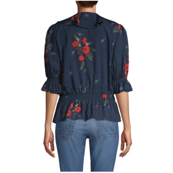 Joie Navy Floral Blouse - Picture 3 of 6